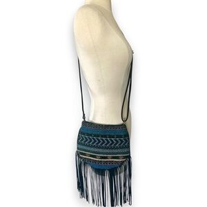Boho Fair Isle design Fringe Crossbody Bag multi color